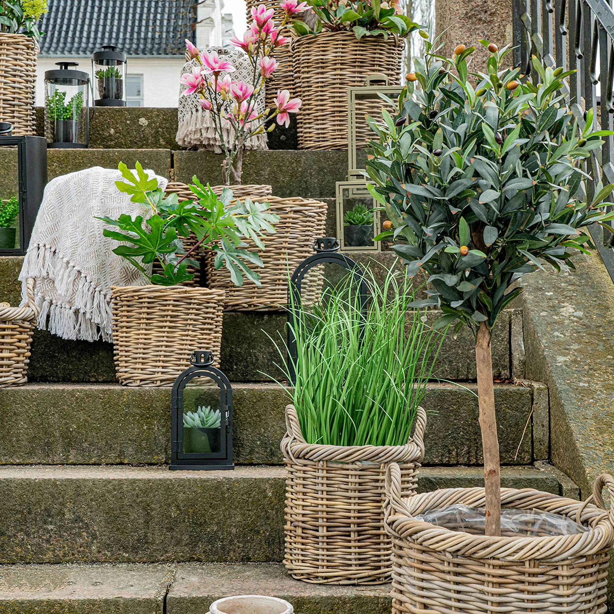 Gili Kubu Basket Set of 2 - Natural, Rattan