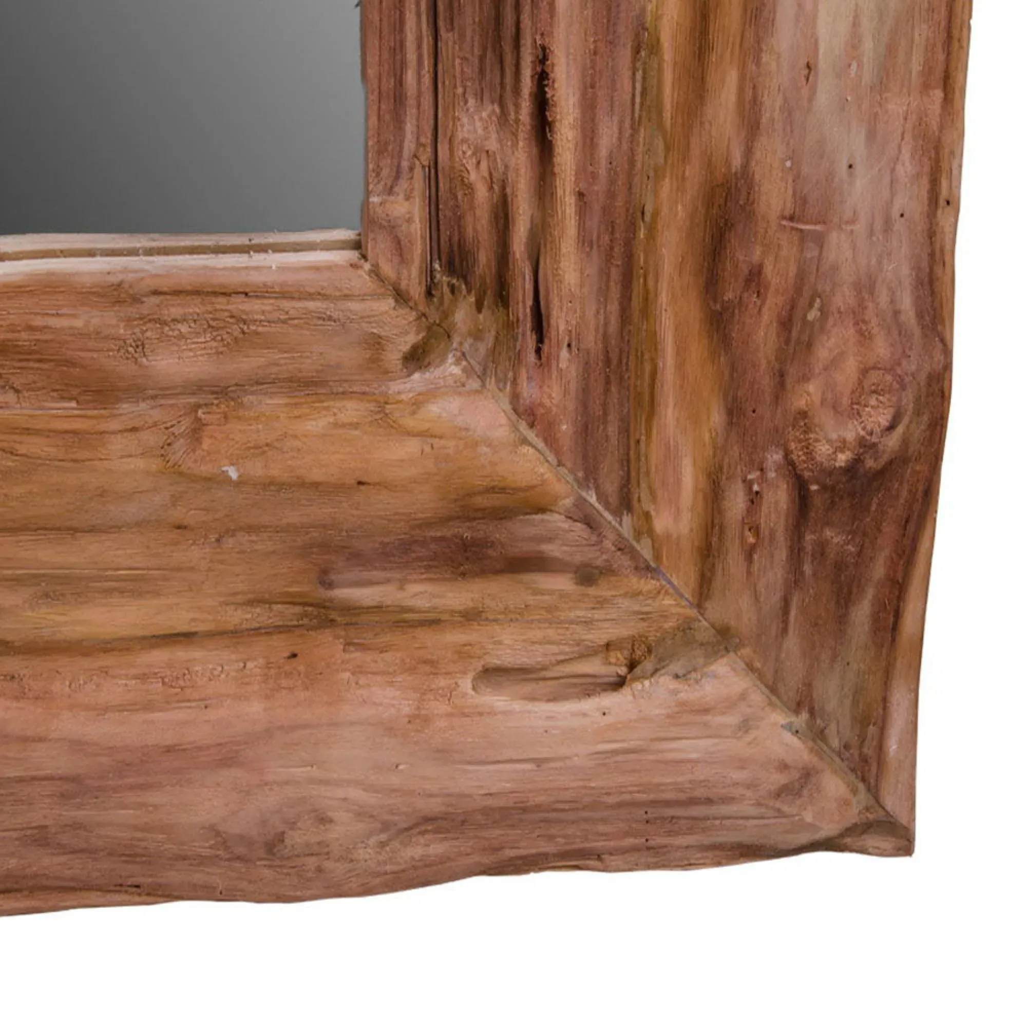 Granada Antique Mirror - Natural, Teak Wood