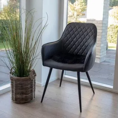 Harbo Dining Chair - Black, Faux Leather