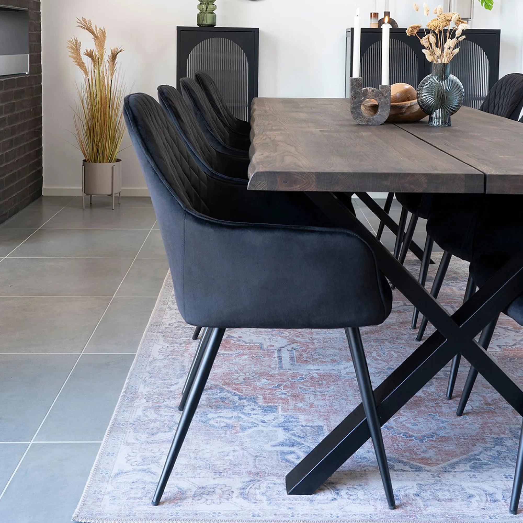 Harbo Dining Chair - Black, Velvet