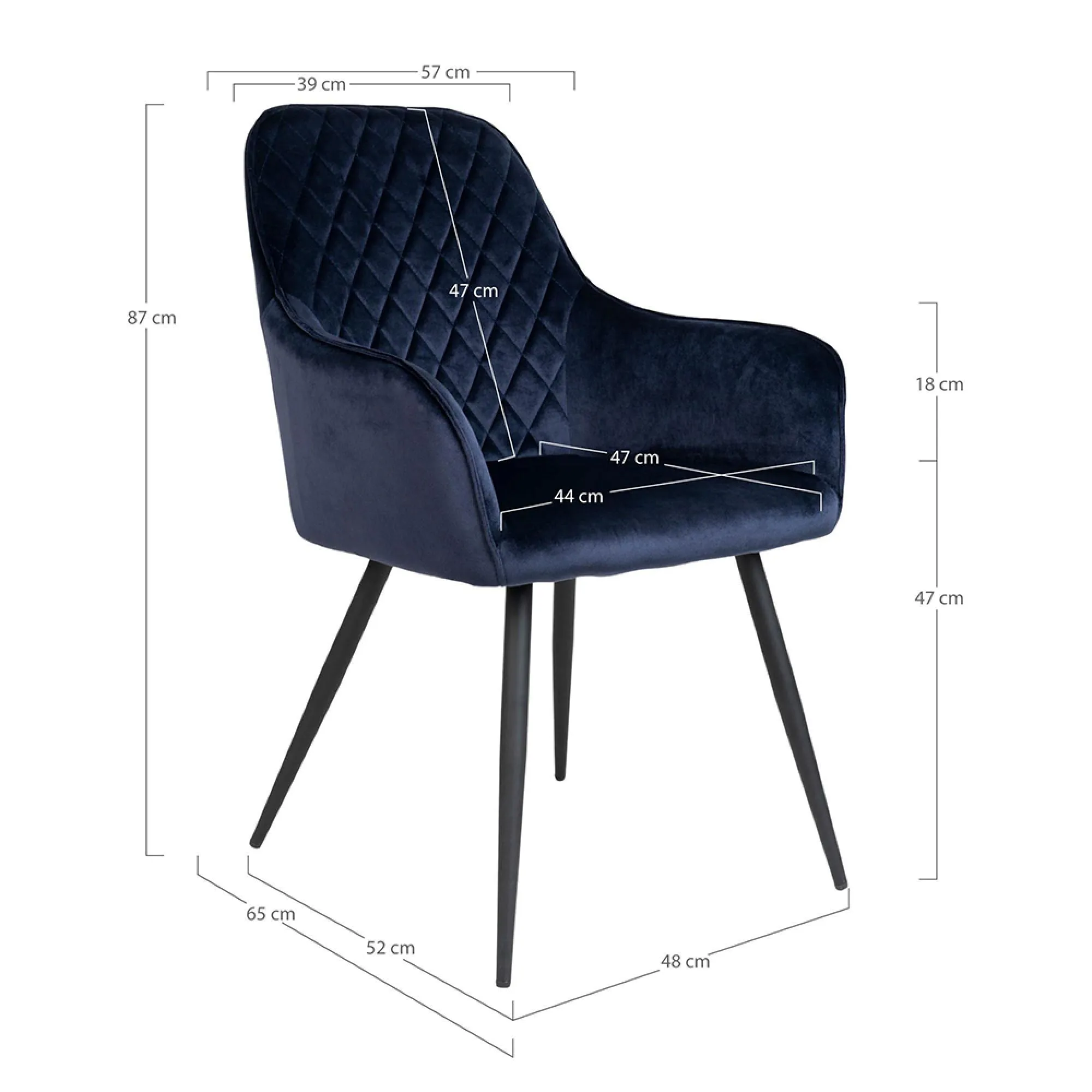 Harbo Dining Chair - Blue, Velvet
