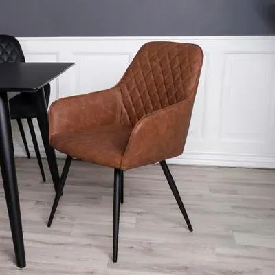 Harbo Dining Chair - Brown, Faux Leather