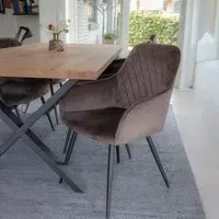 Harbo Dining Chair - Light Brown, Velvet