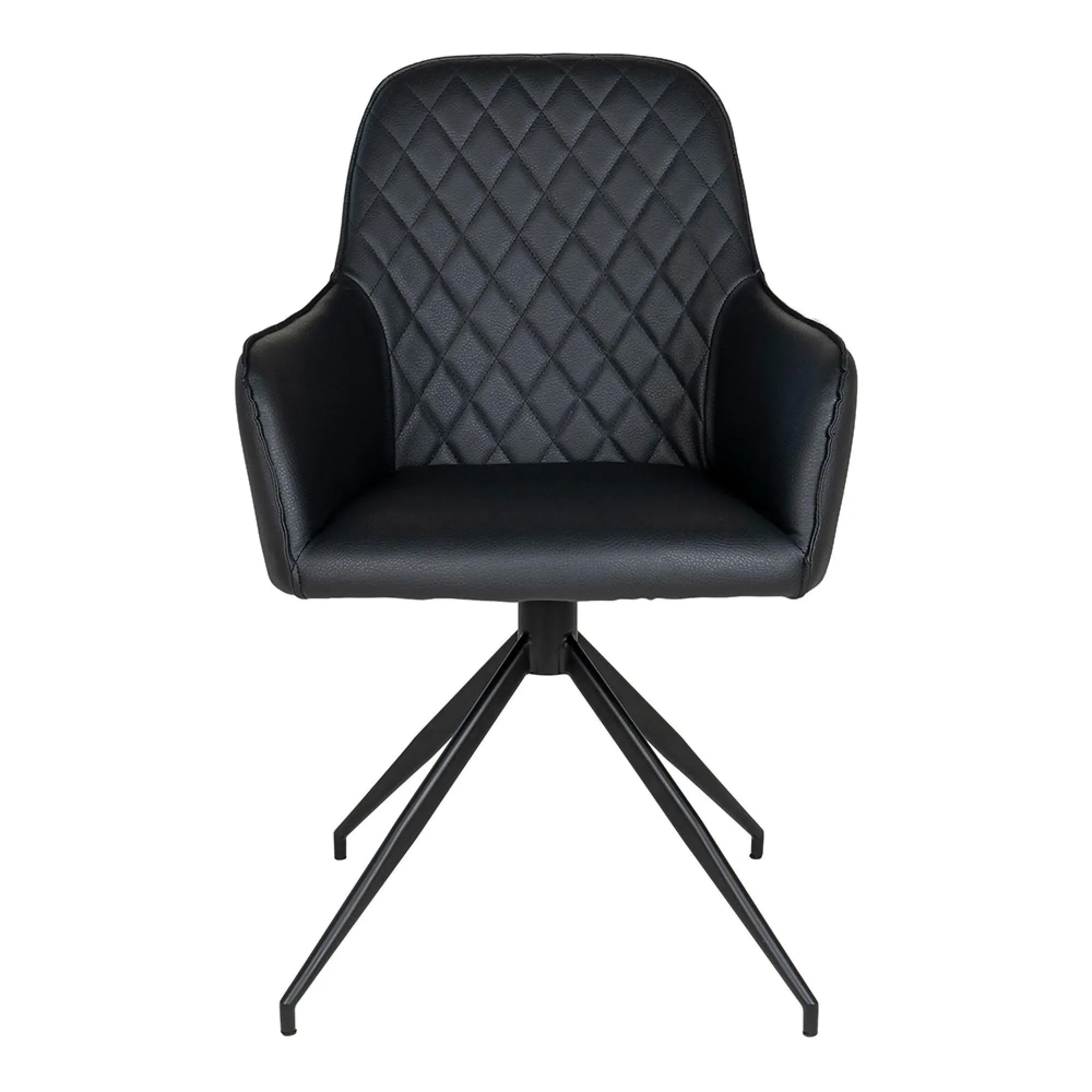 Harbo Swivel Dining Chair - Black, Faux Leather