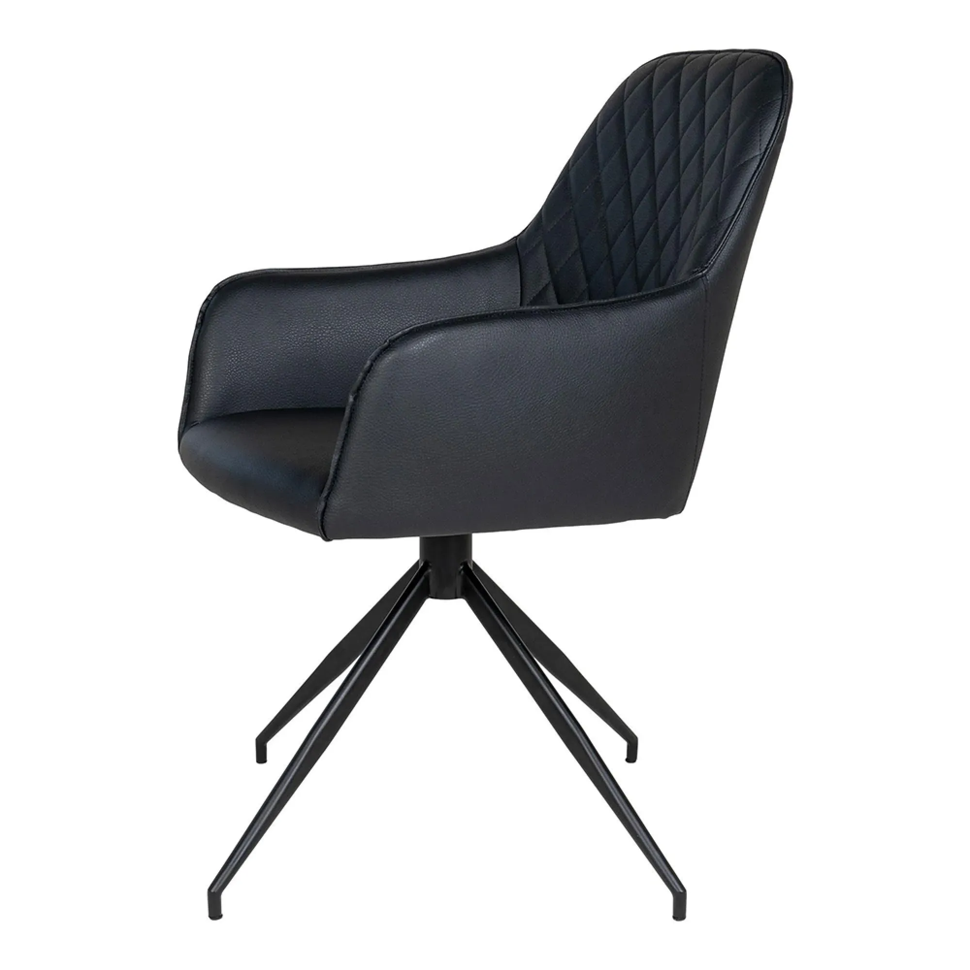 Harbo Swivel Dining Chair - Black, Faux Leather