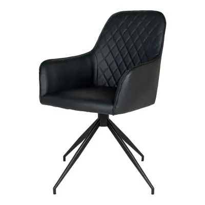 Harbo Swivel Dining Chair - Black, Faux Leather