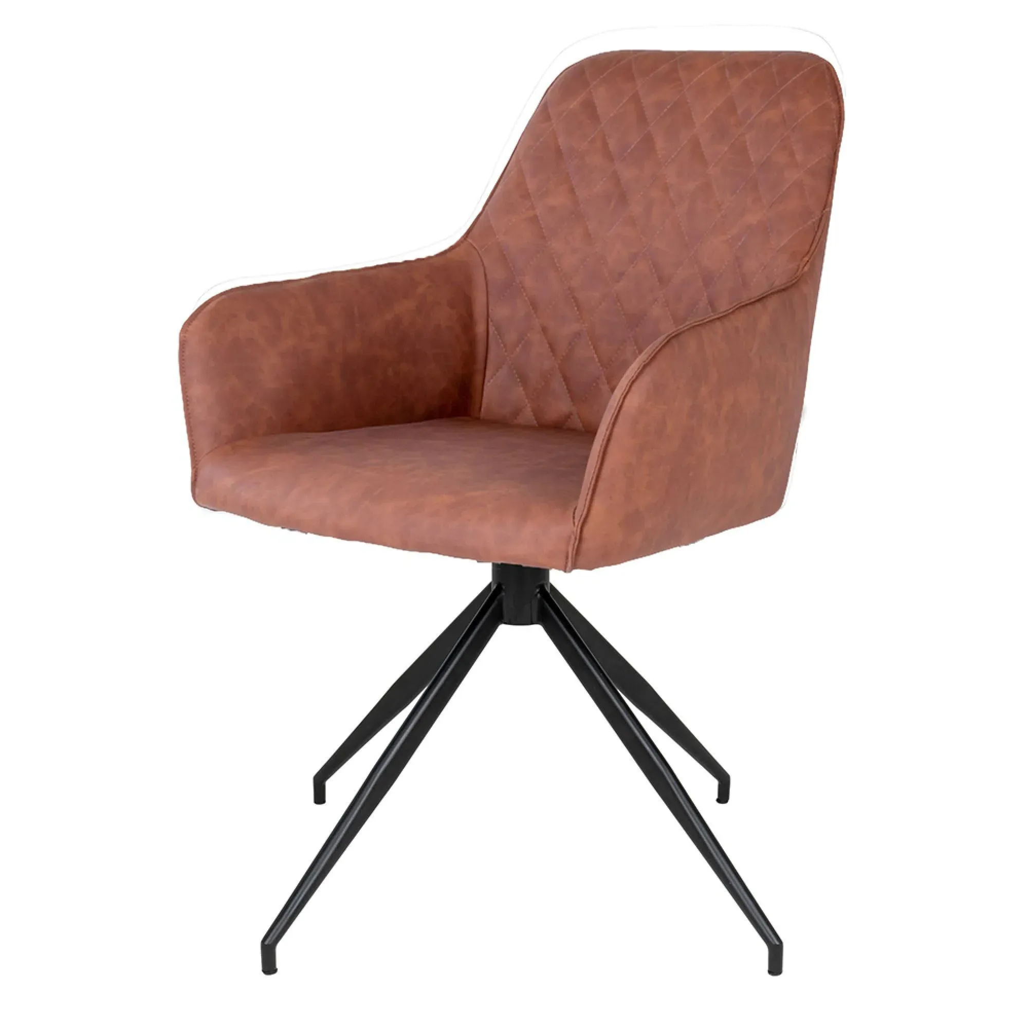 Harbo Swivel Dining Chair - Brown, Faux Leather