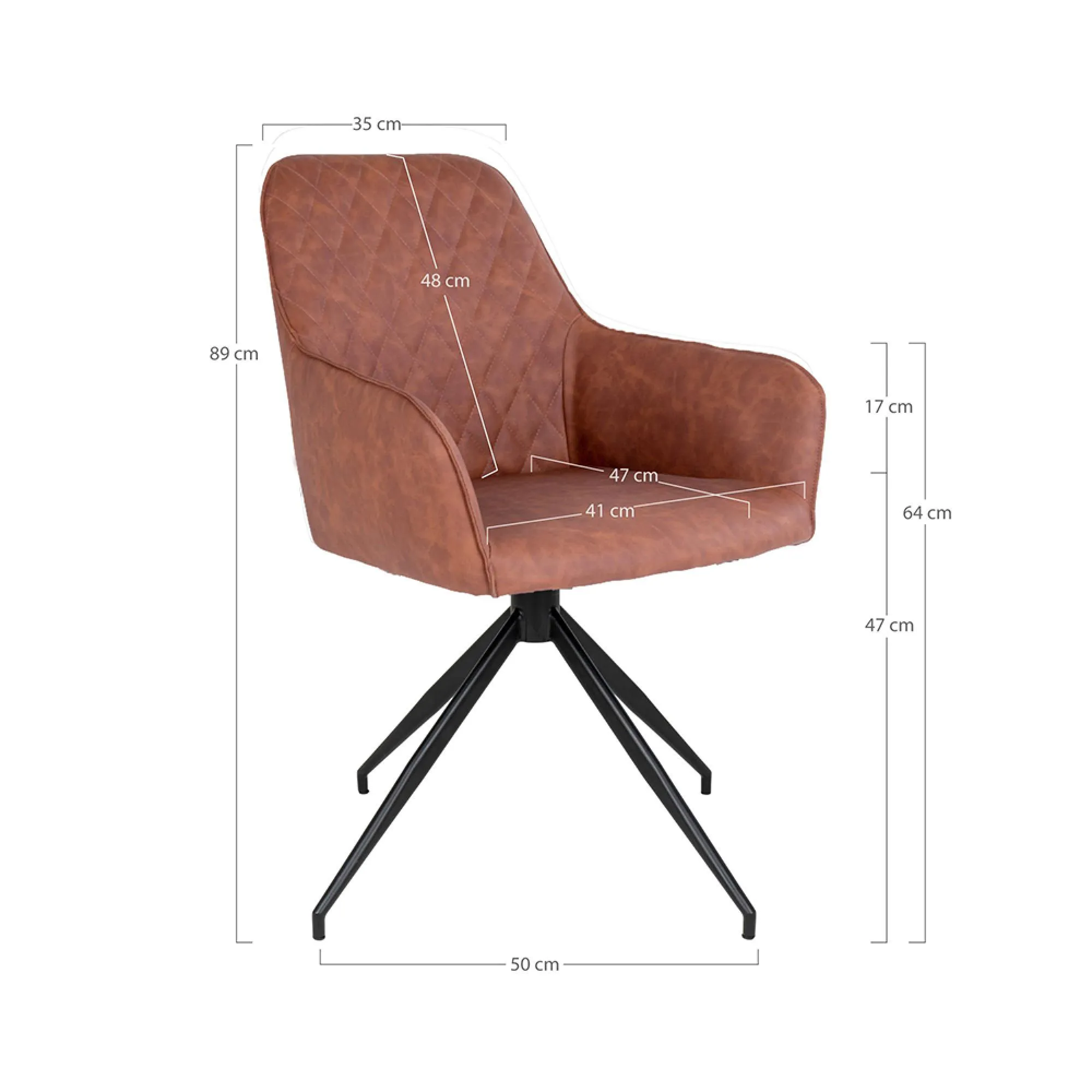 Harbo Swivel Dining Chair - Brown, Faux Leather