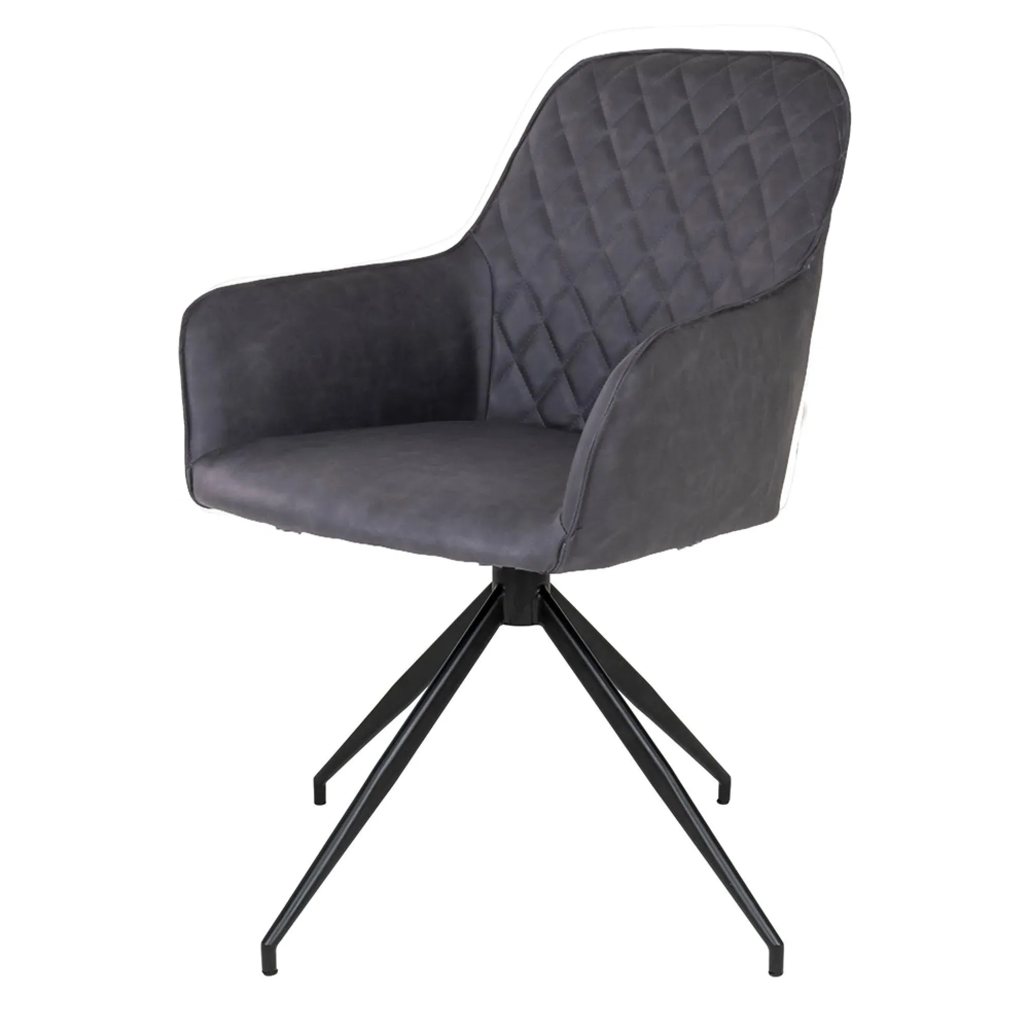Harbo Swivel Dining Chair - Dark Grey, Faux Leather