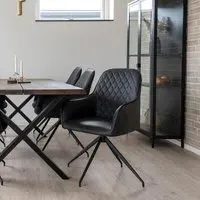 Harbo Swivel Dining Chair - Dark Grey, Faux Leather