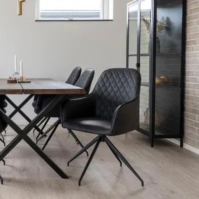 Harbo Swivel Dining Chair - Dark Grey, Faux Leather