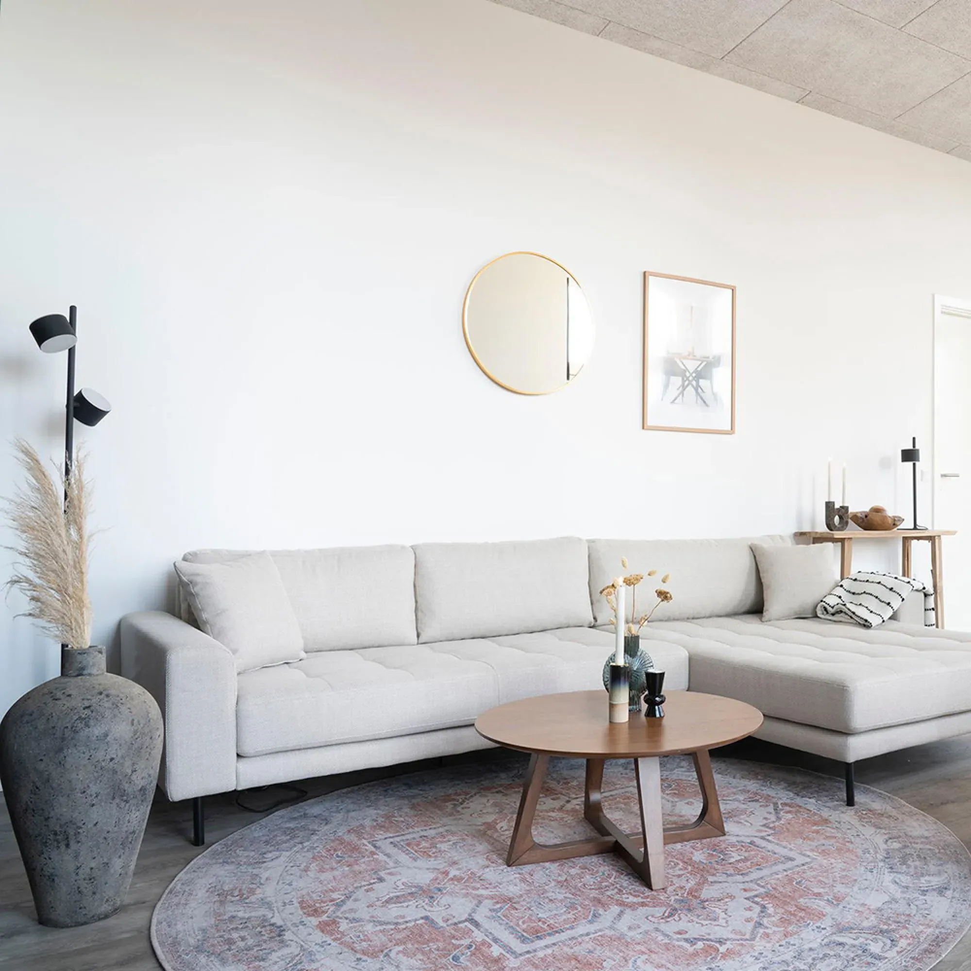 Havana Round Rug - Orange and Blue