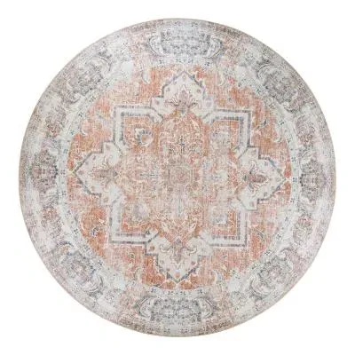 Havana Round Rug - Orange and Blue image