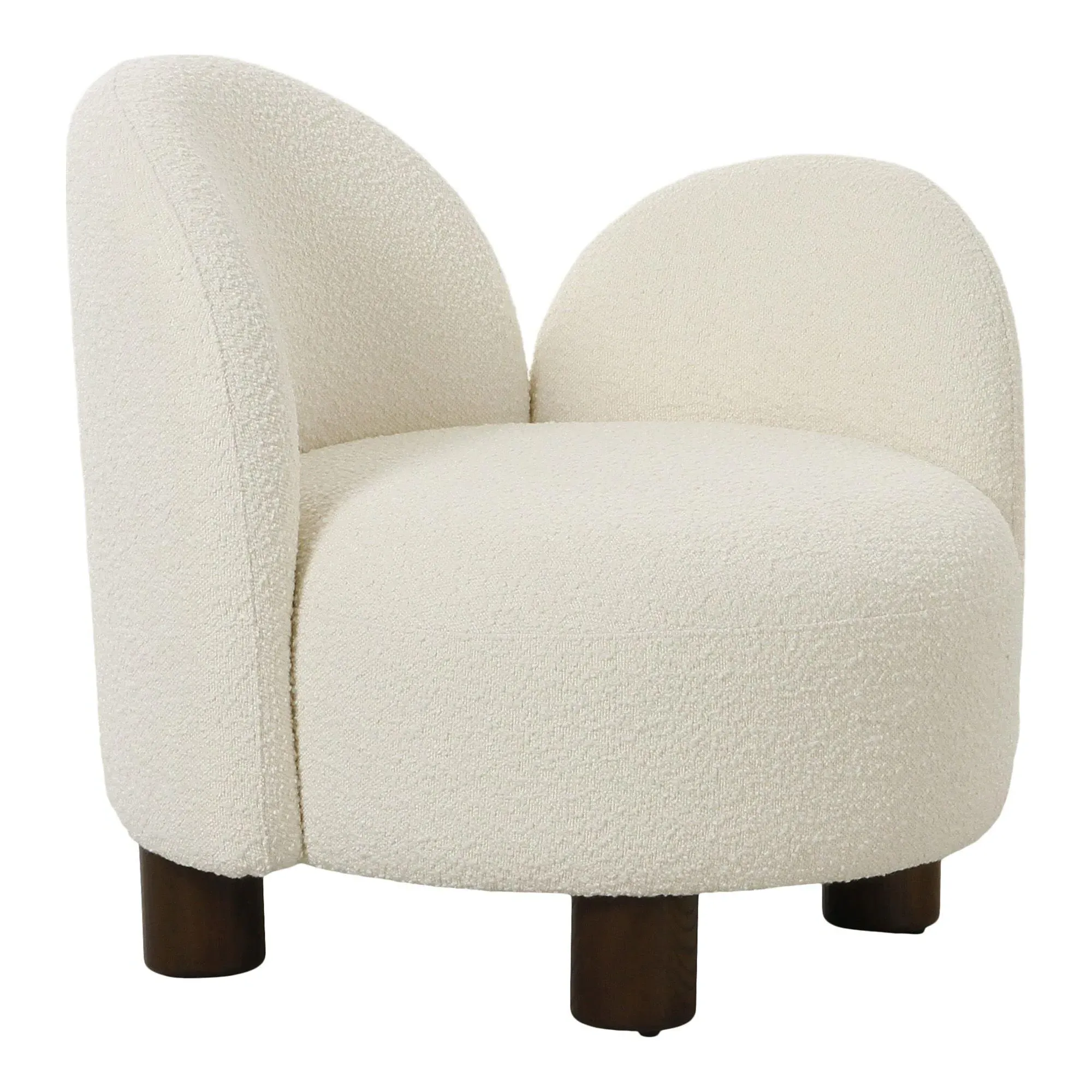 Honolulu LHF Lounge Chair - White, Boucle Fabric