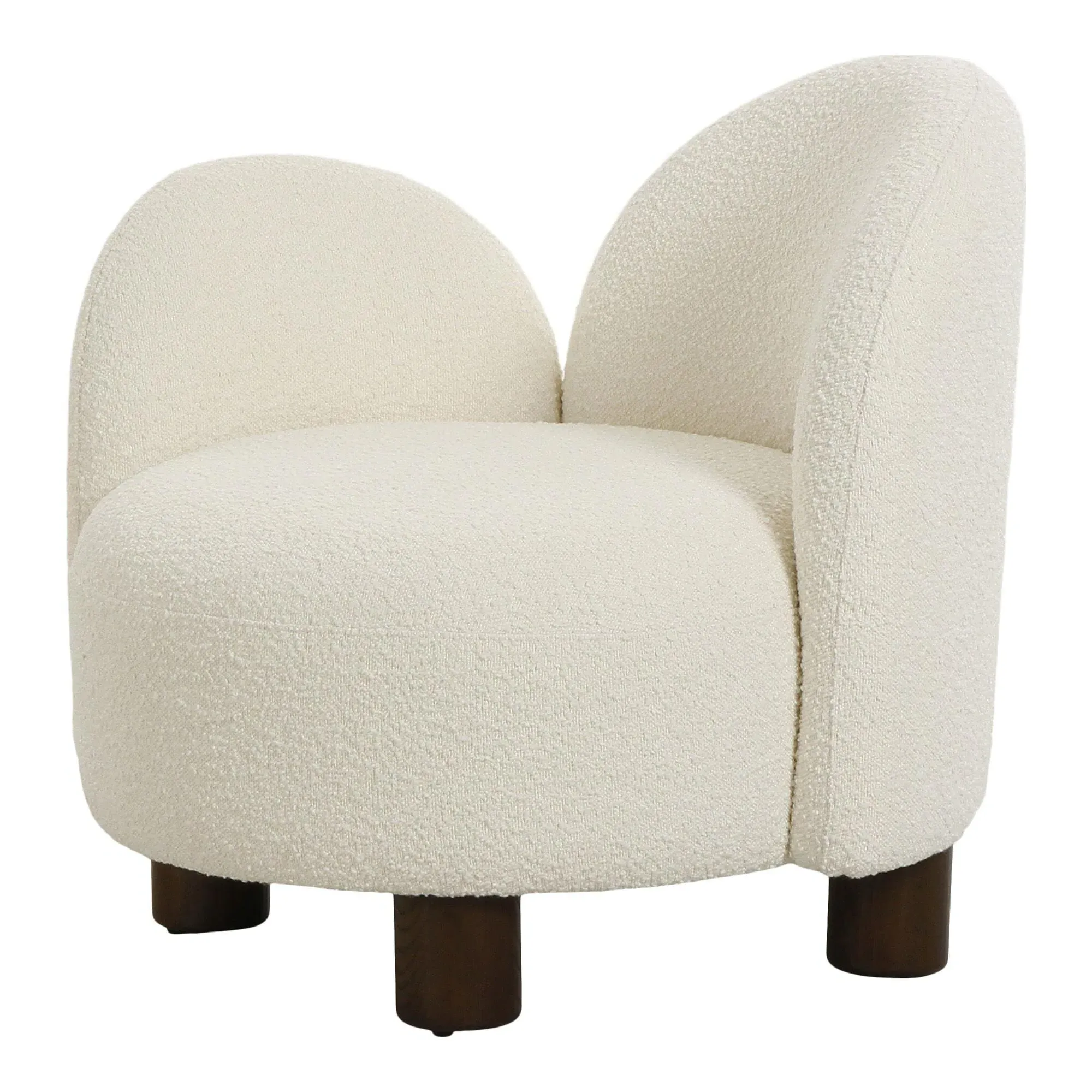 Honolulu RHF Lounge Chair - White, Boucle Fabric