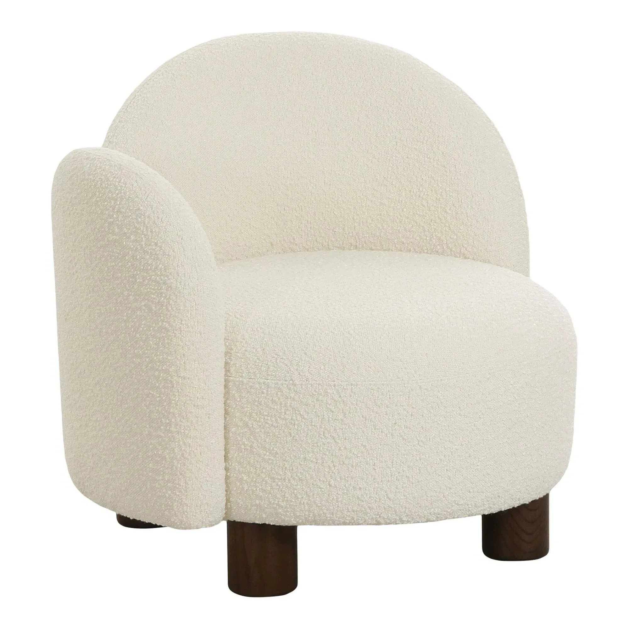 Honolulu RHF Lounge Chair - White, Boucle Fabric