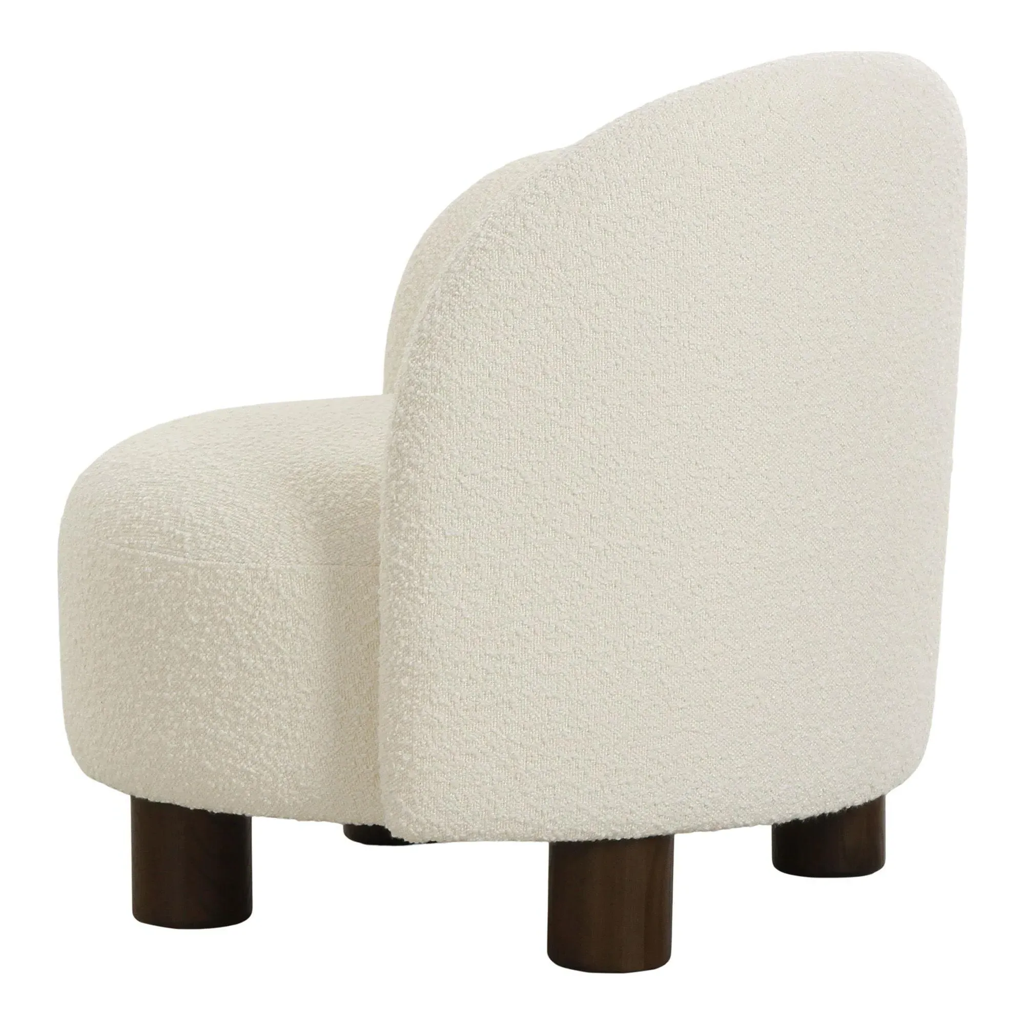 Honolulu RHF Lounge Chair - White, Boucle Fabric