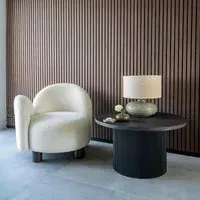 Honolulu RHF Lounge Chair - White, Boucle Fabric