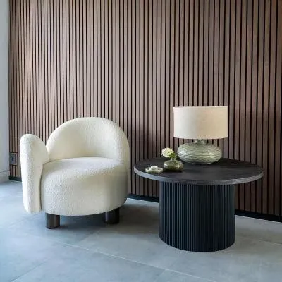 Honolulu RHF Lounge Chair - White, Boucle Fabric