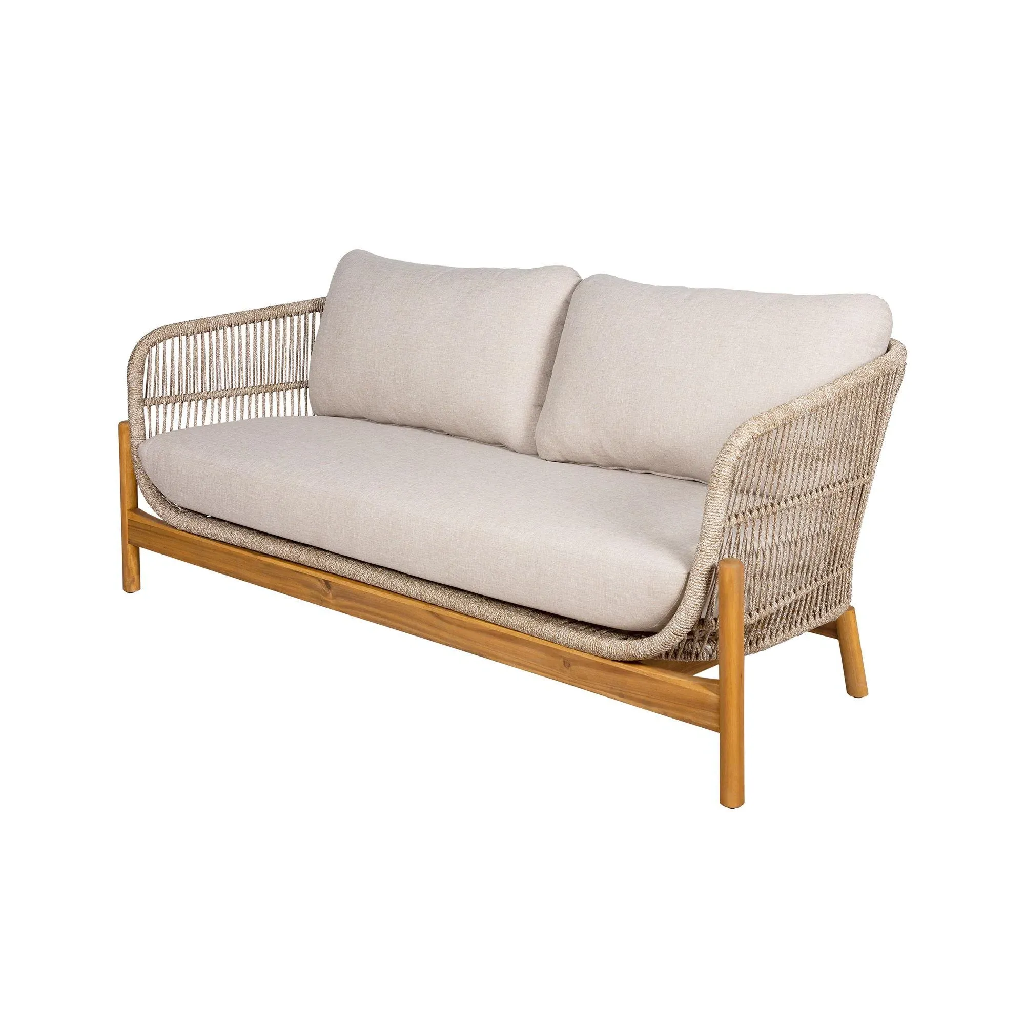 Hunterton 2 Seater Lounge Set - Beige, Acacia Wood
