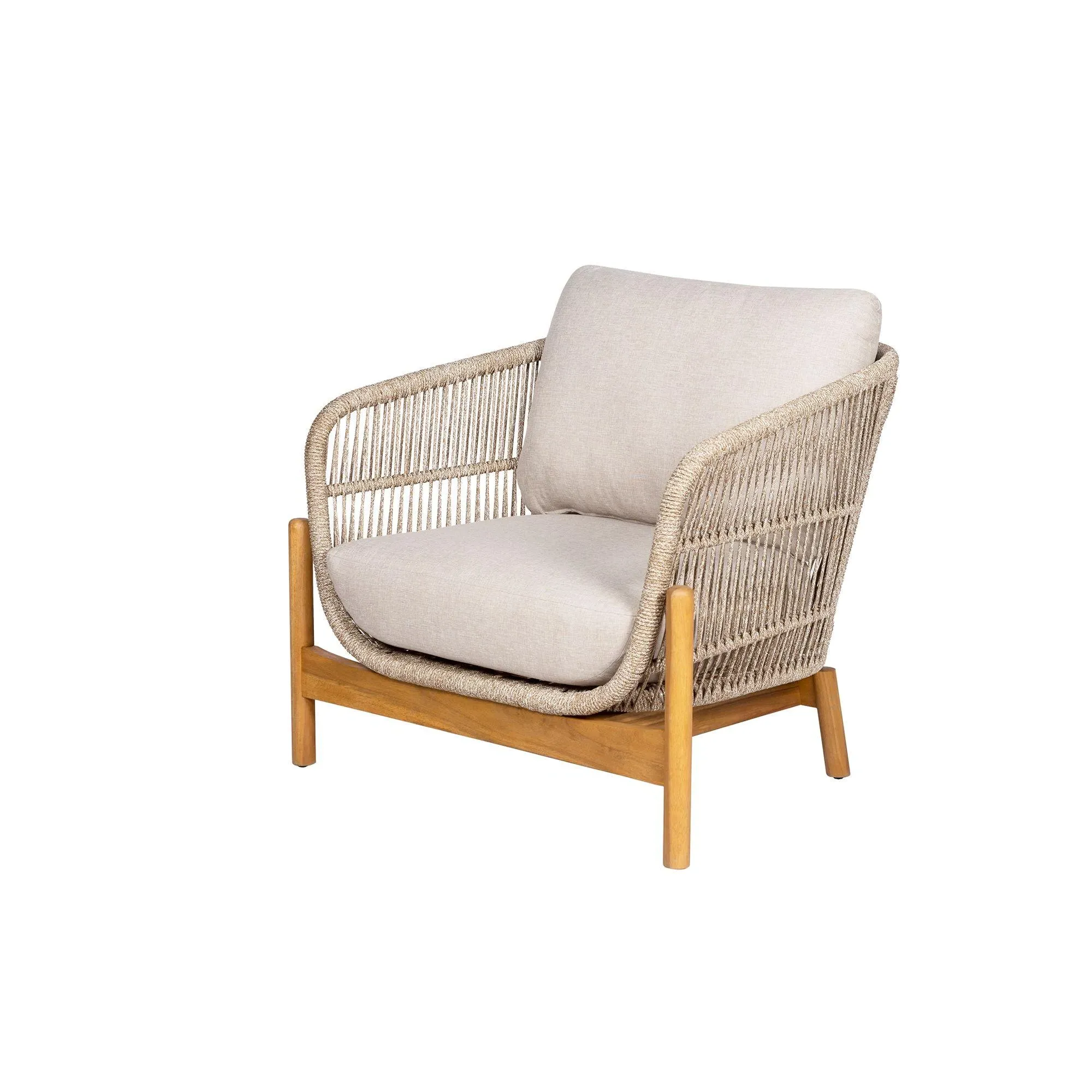 Hunterton 2 Seater Lounge Set - Beige, Acacia Wood