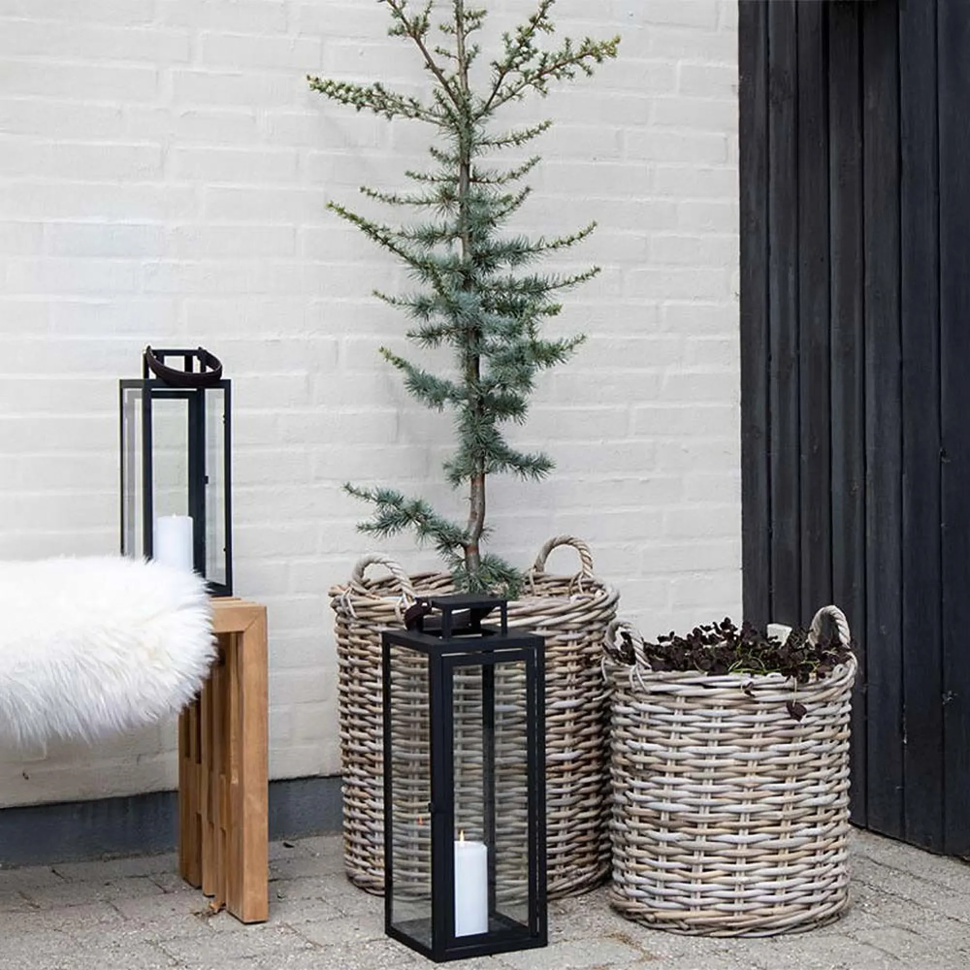 Indo Kubu Basket Set of 2 - Brown, Rattan