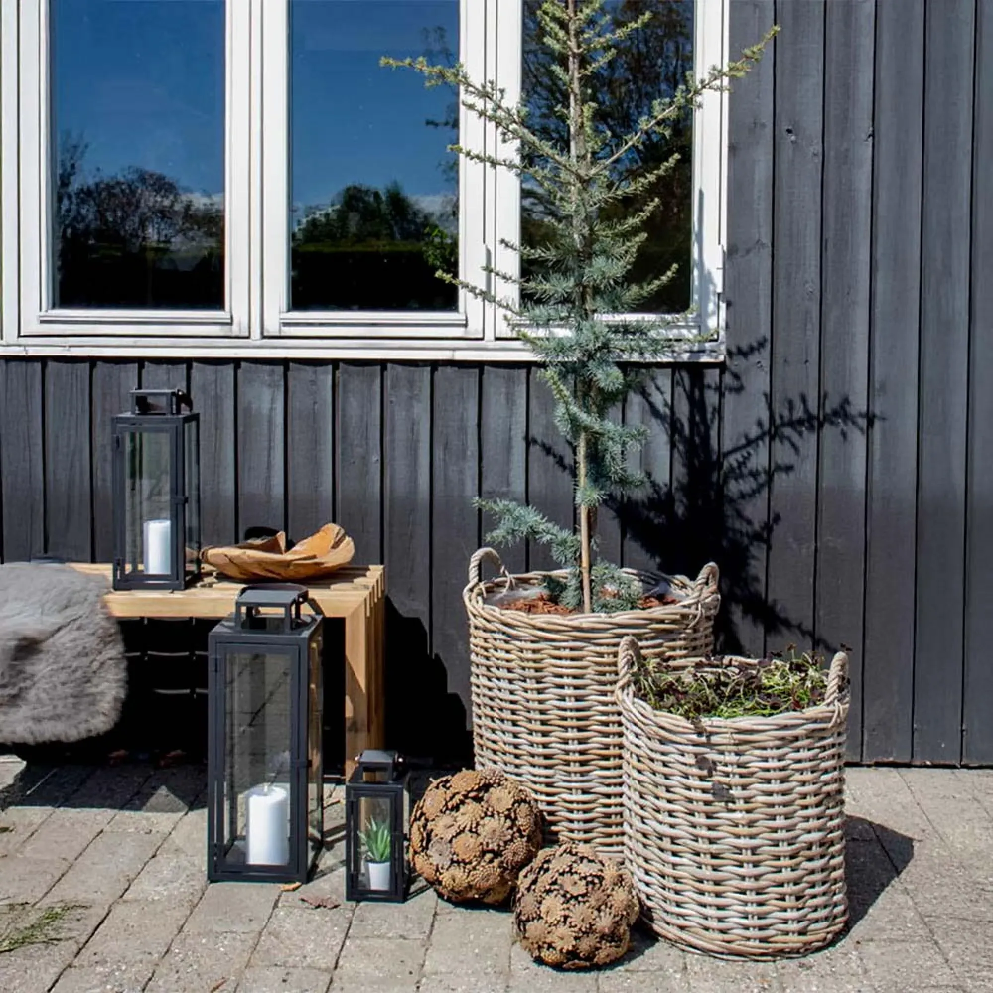 Indo Kubu Basket Set of 2 - Brown, Rattan