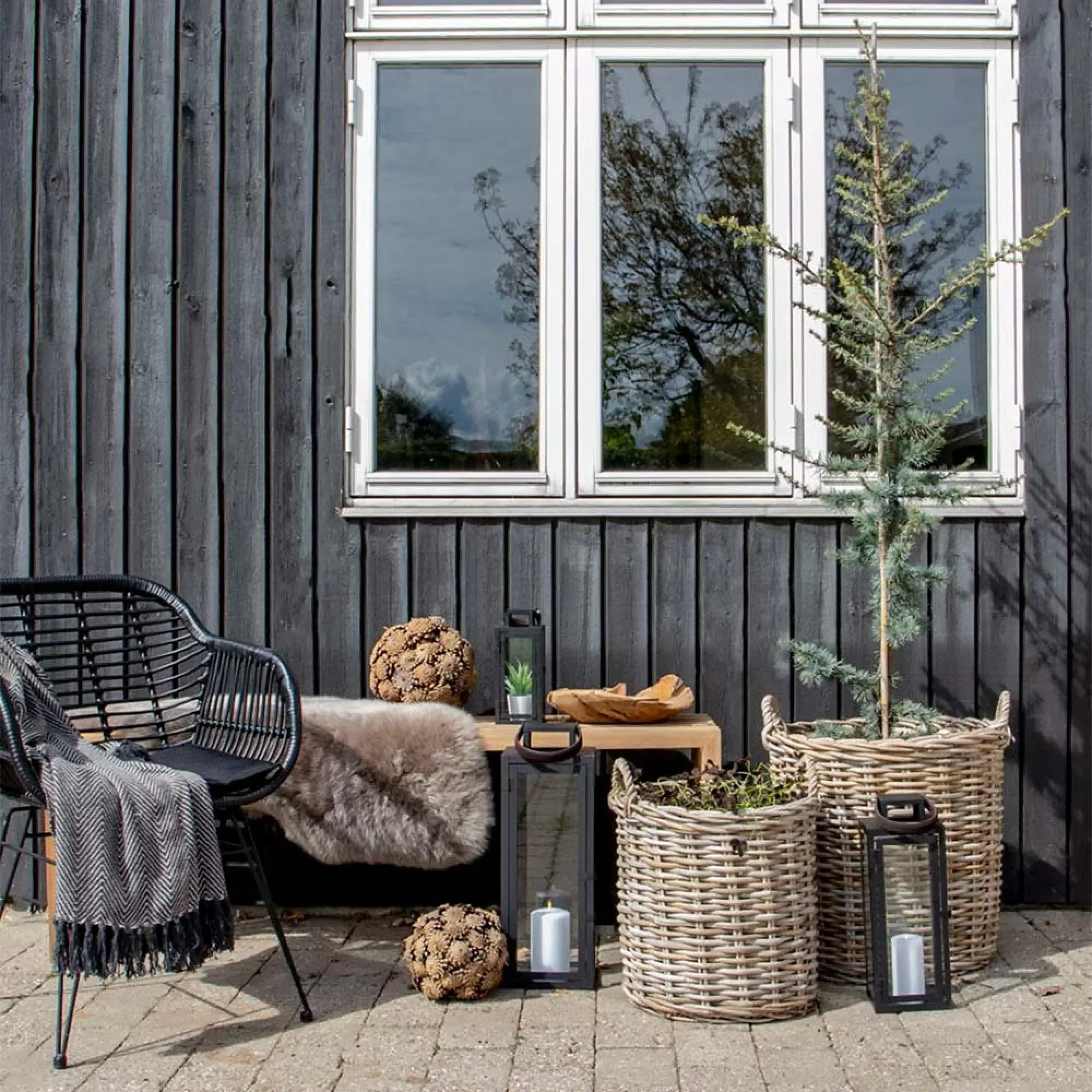 Indo Kubu Basket Set of 2 - Brown, Rattan