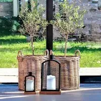 Indo Kubu Basket Set of 2 - Brown, Rattan