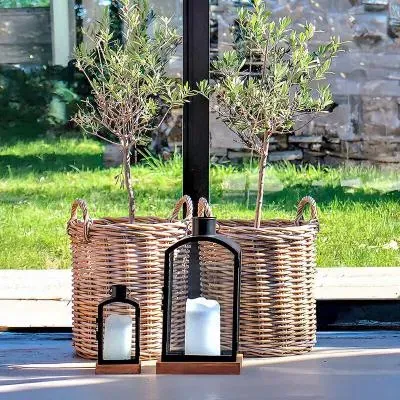 Indo Kubu Basket Set of 2 - Brown, Rattan