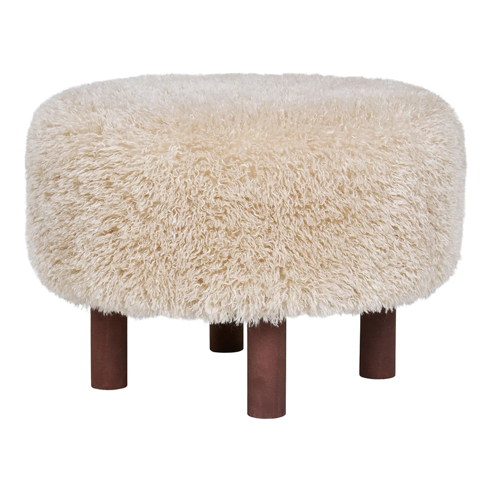 Inverness Round Pouf - Light Brown, Fabric