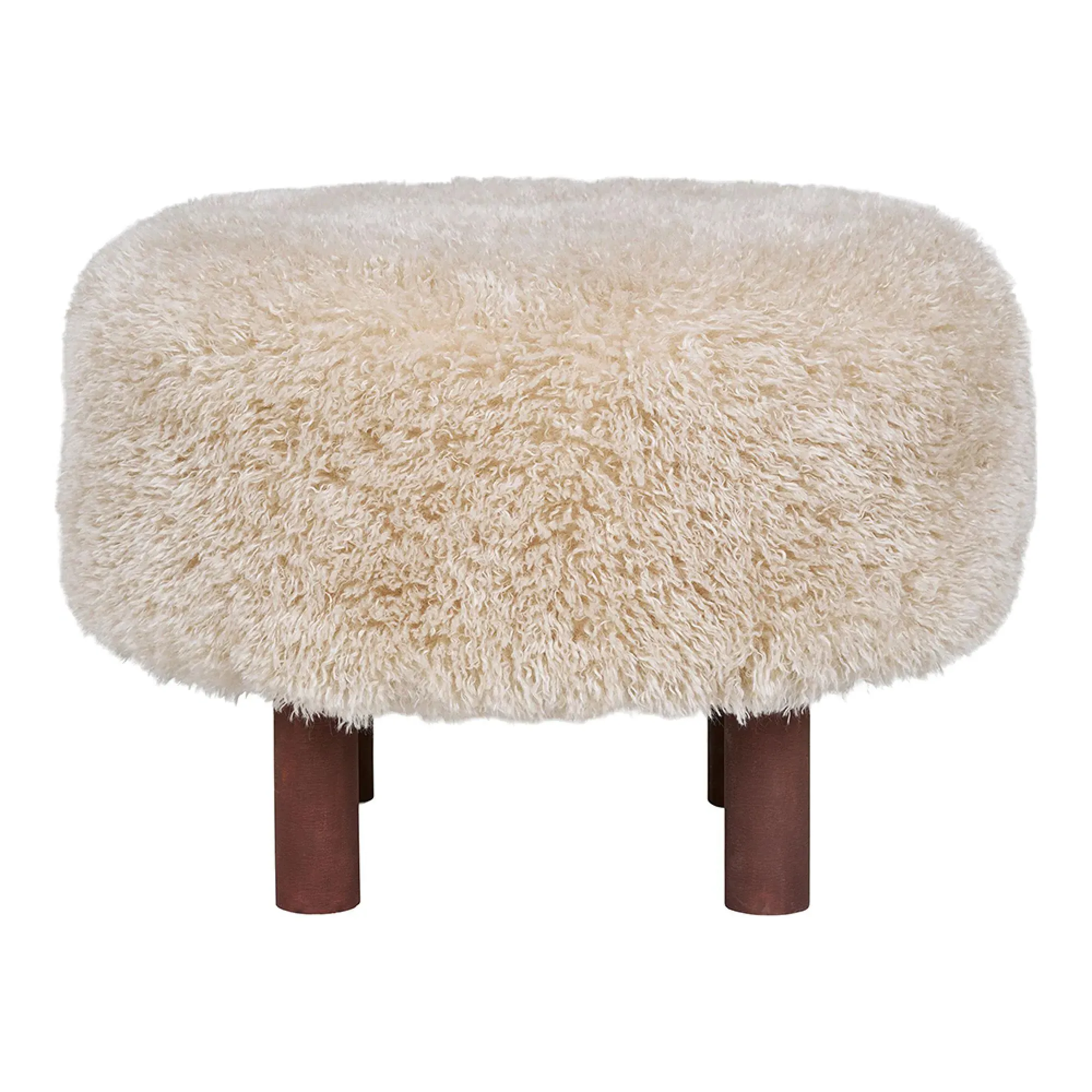 Inverness Round Pouf - Light Brown, Fabric