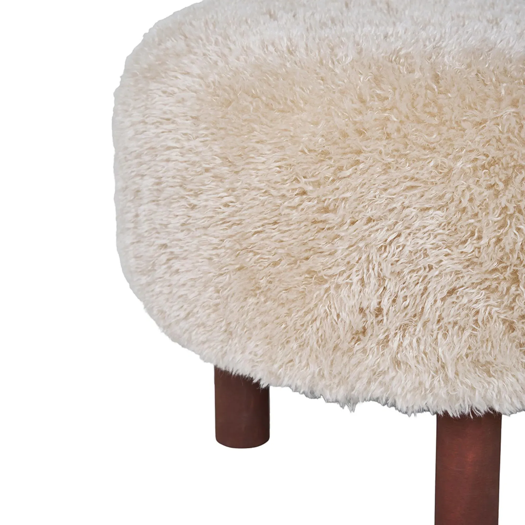 Inverness Round Pouf - Light Brown, Fabric