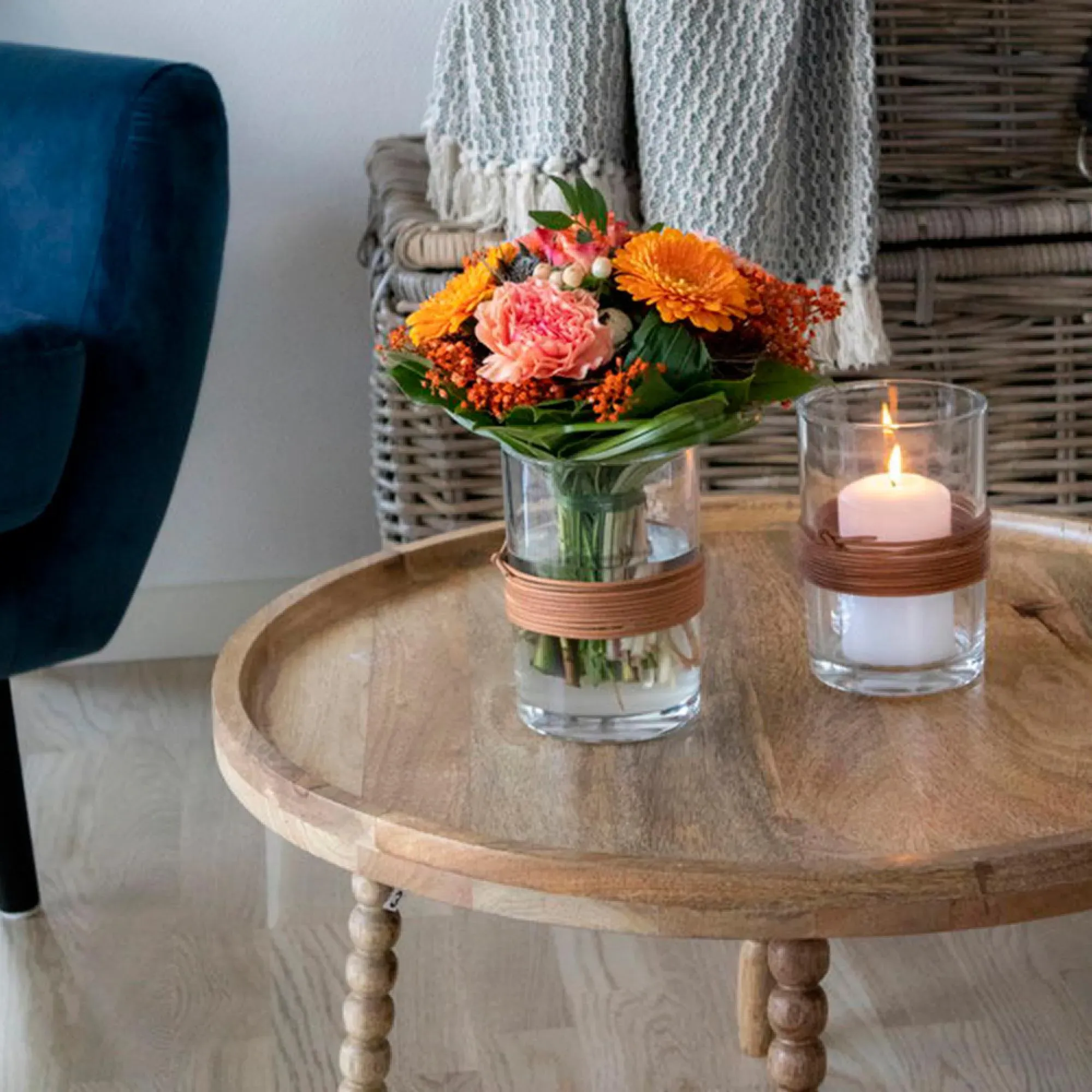 Jammu Round Coffee Table - Natural, Mango Wood