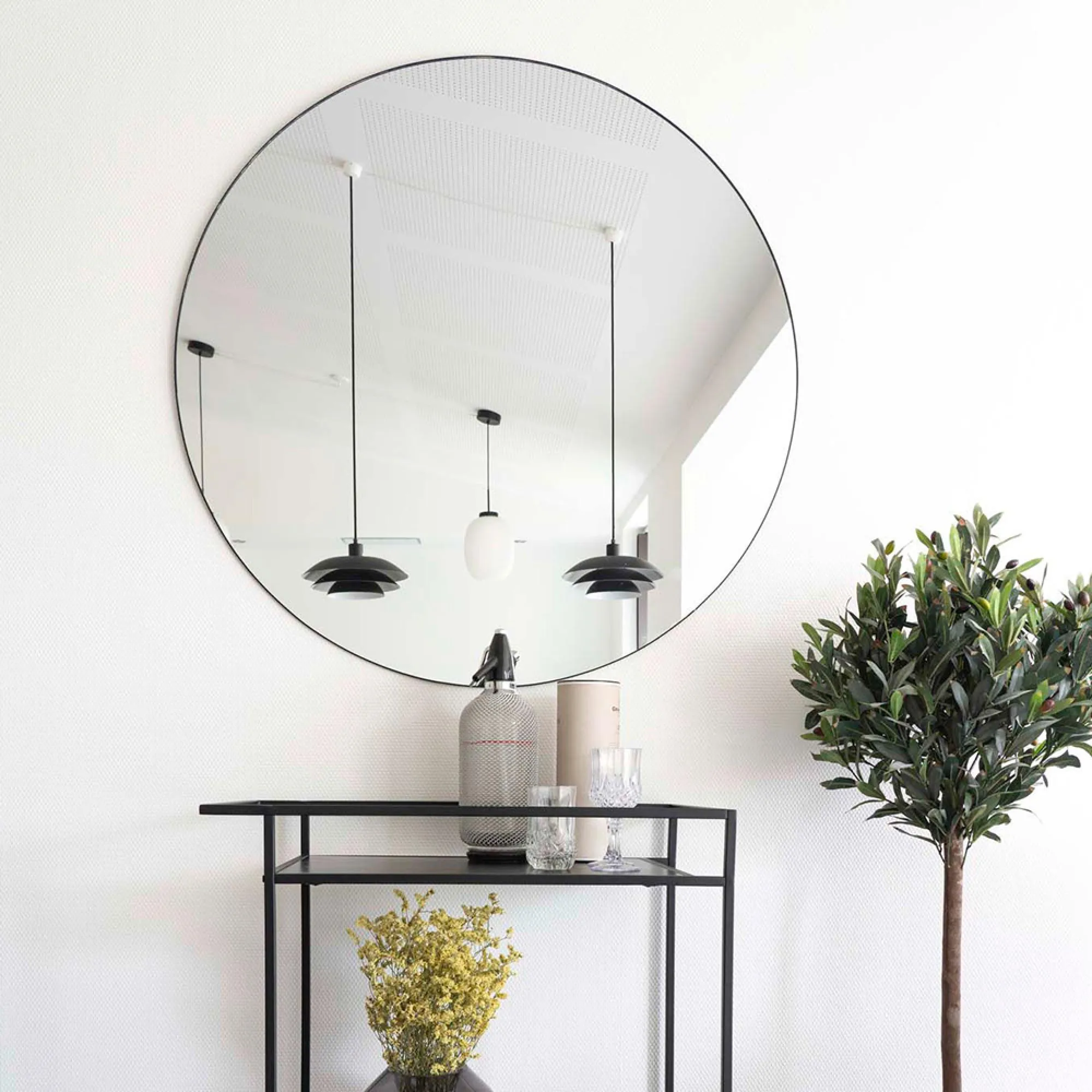 Jersey Round Wall Mirror - Black