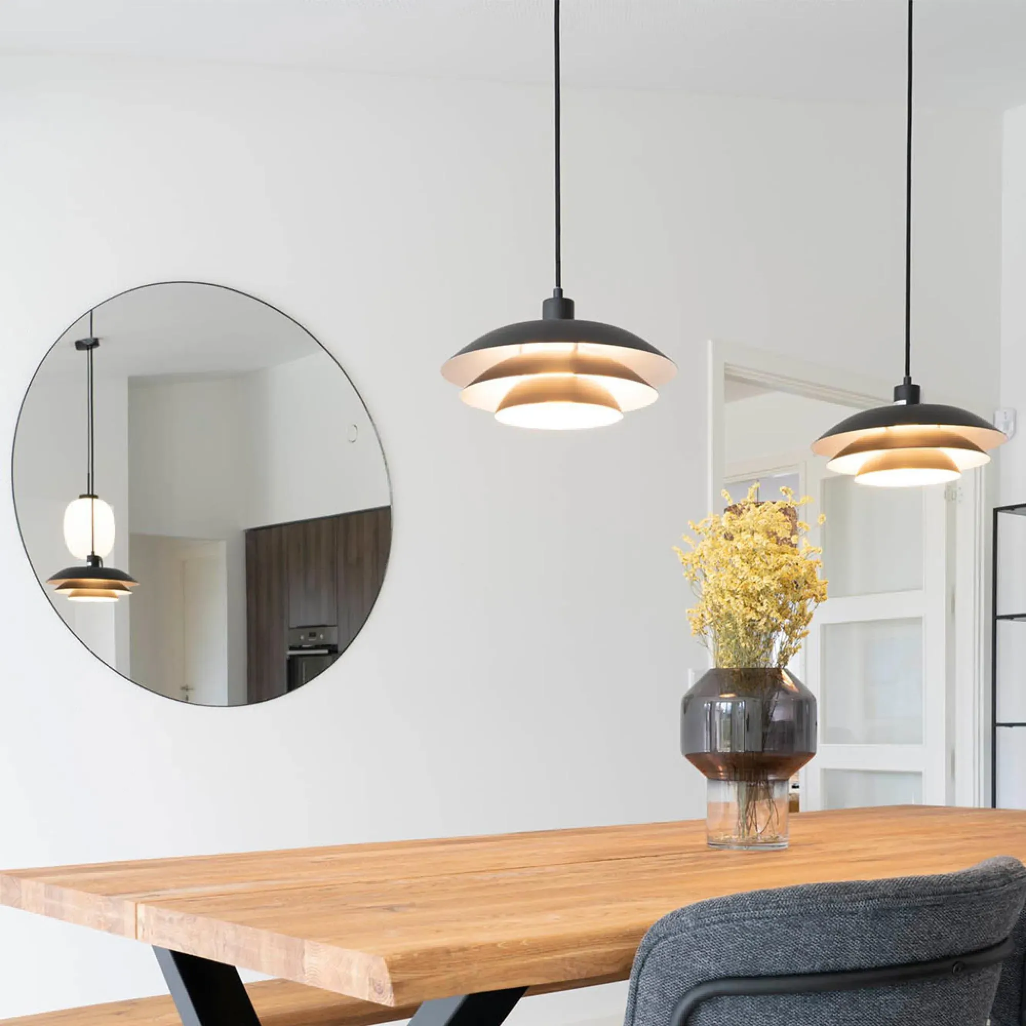 Jersey Round Wall Mirror - Black