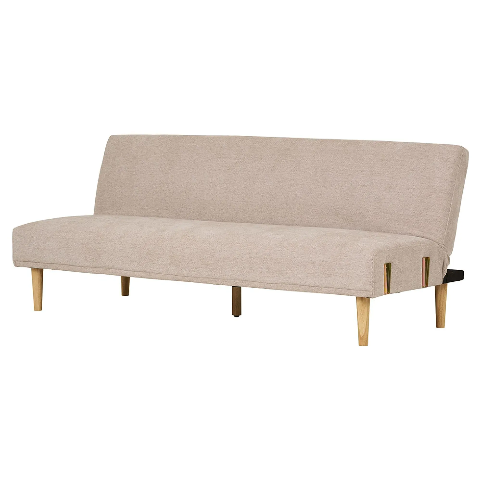Kells Click Clack Sofa Bed with Natural Legs - Sand, Fabric