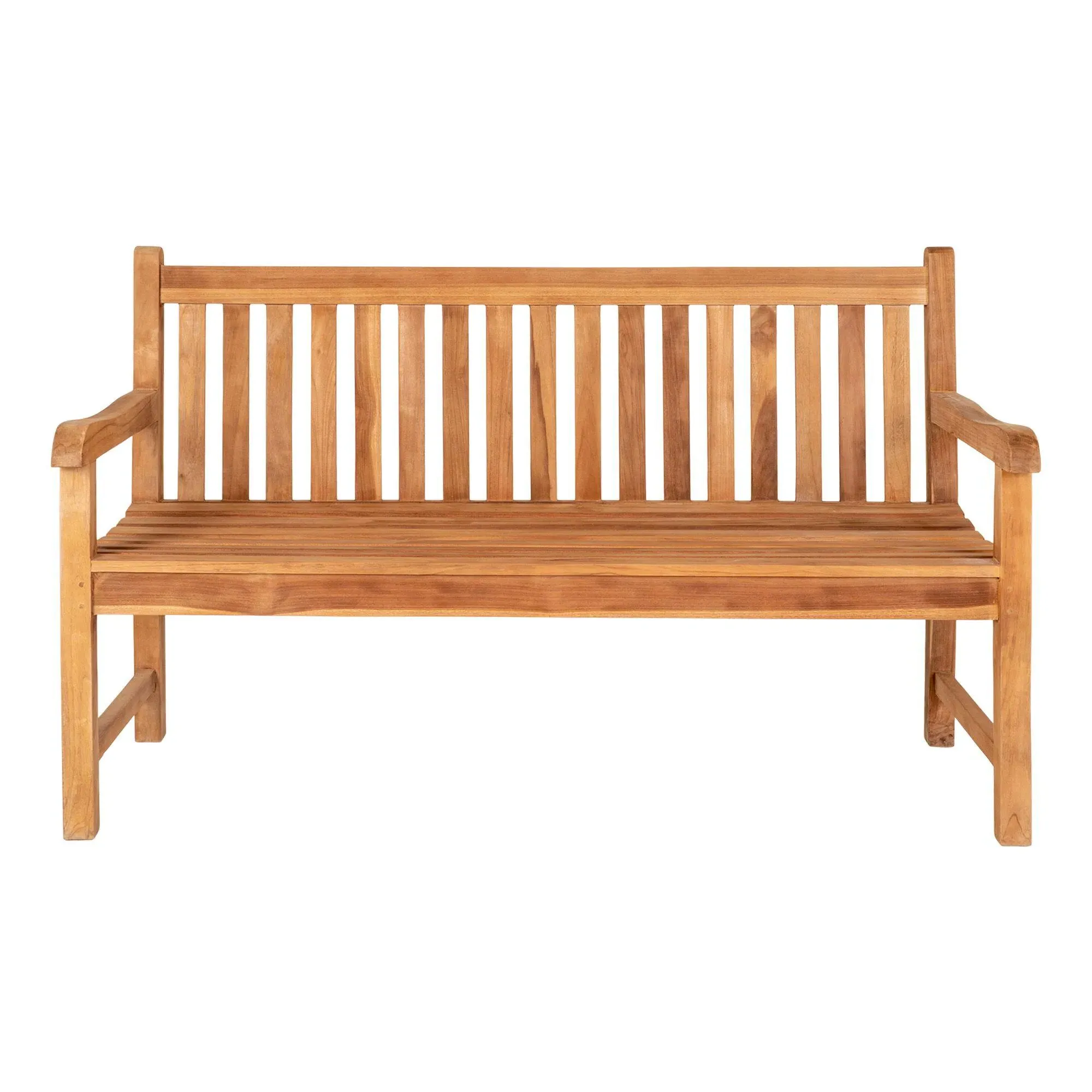 Keota Teak Wood Garden Bench with Back - Natural