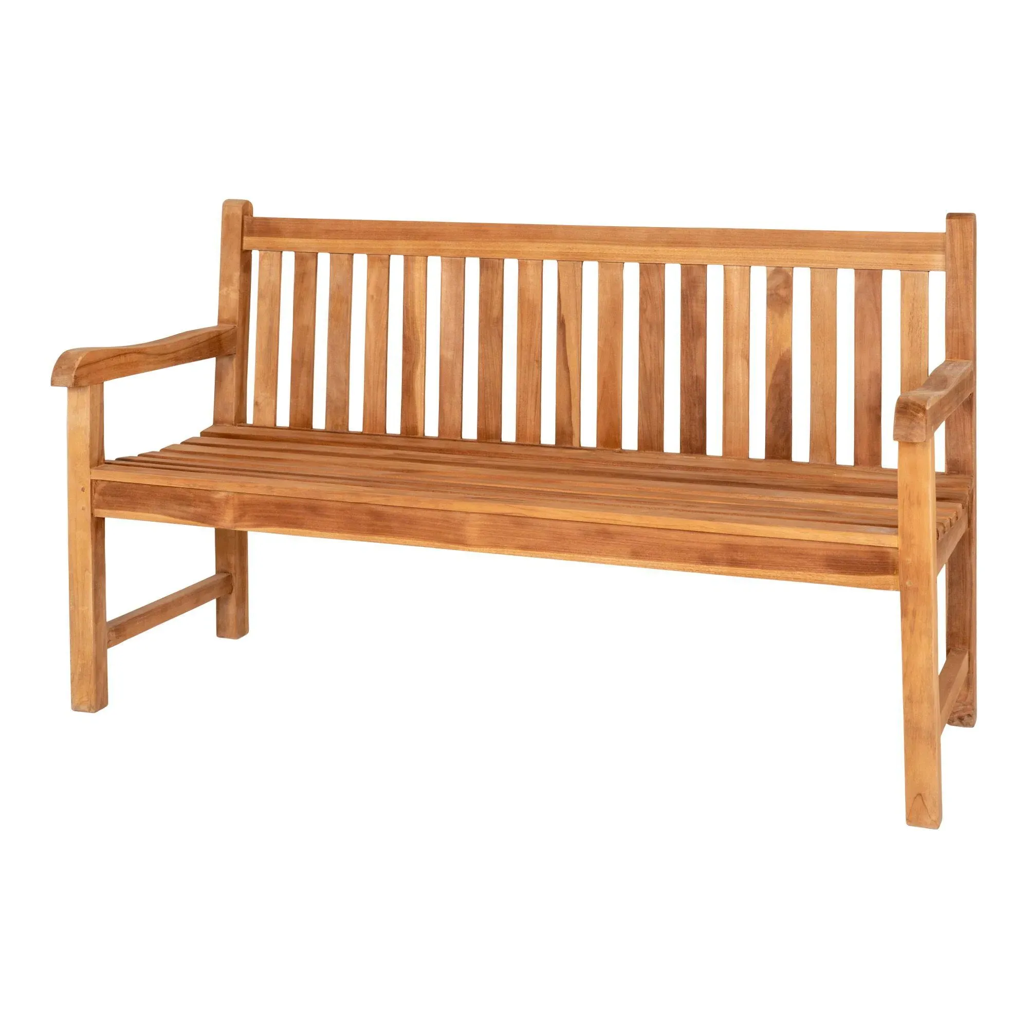 Keota Teak Wood Garden Bench with Back - Natural