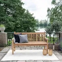 Keota Teak Wood Garden Bench with Back - Natural