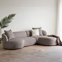 Kingston LHF Lounge Sofa - Brown, Fabric