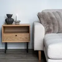 Kyoto 1 Drawer Side Table - Natural, Oak