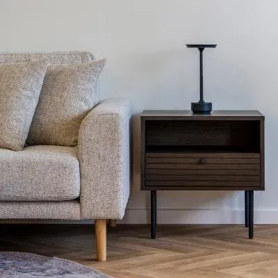 Kyoto 1 Drawer Side Table - Smoked, Oak