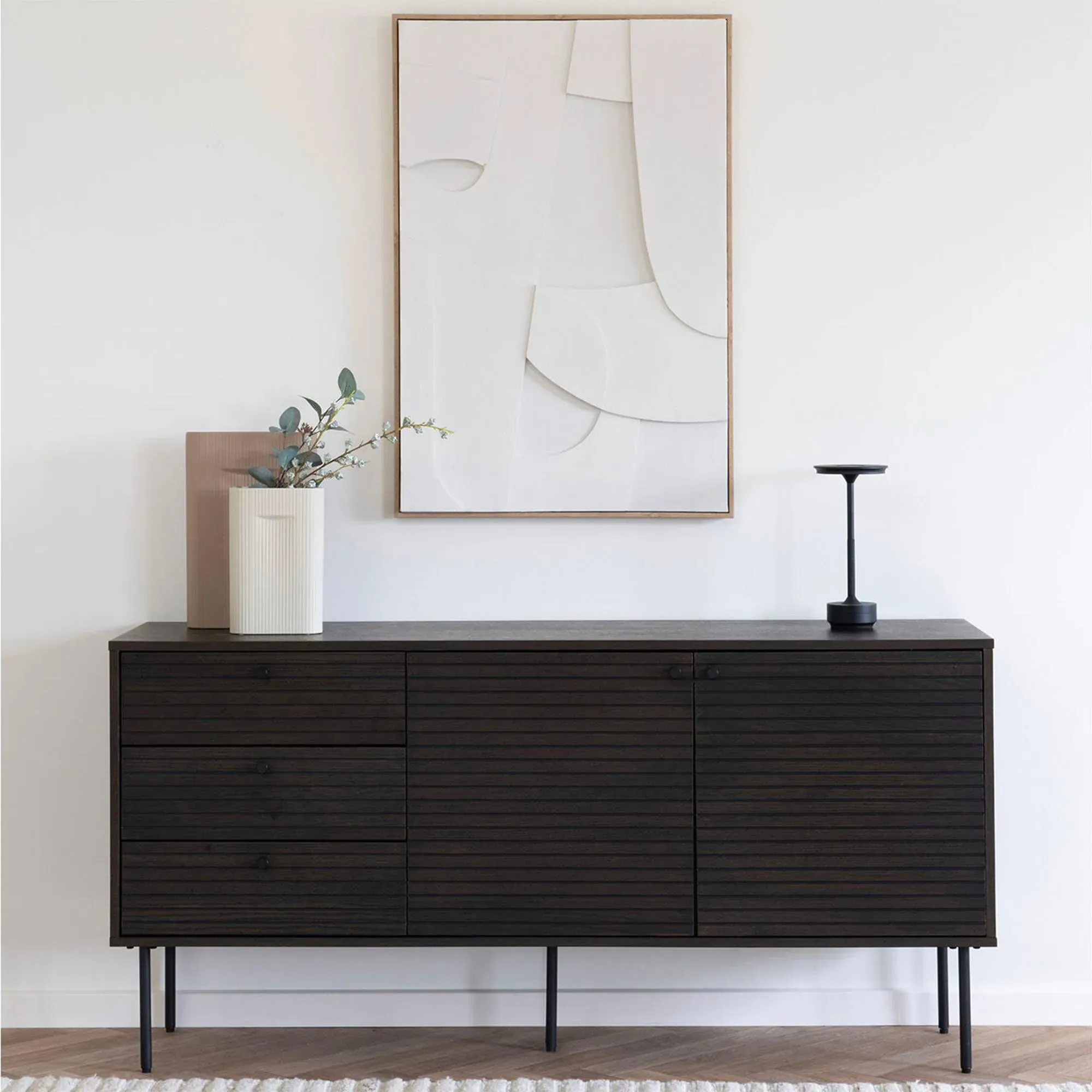Kyoto 2 Door 3 Drawer Medium Sideboard - Smoked, Oak