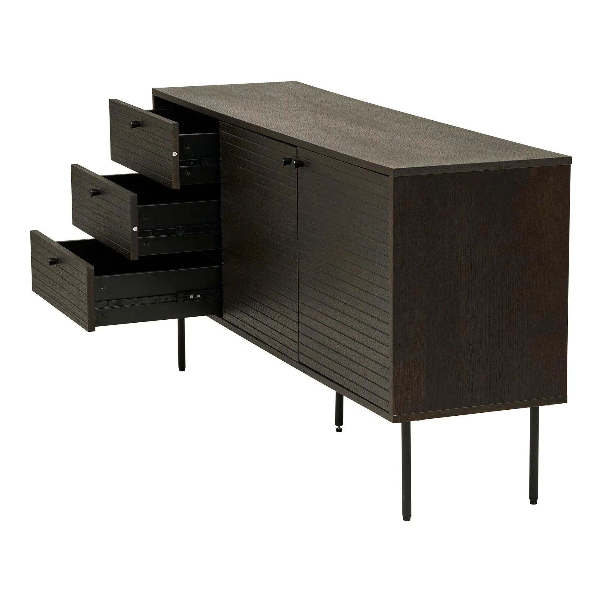 Kyoto 2 Door 3 Drawer Medium Sideboard - Smoked, Oak