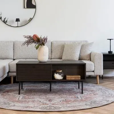 Kyoto 2 Drawer Coffee Table - Smoked, Oak