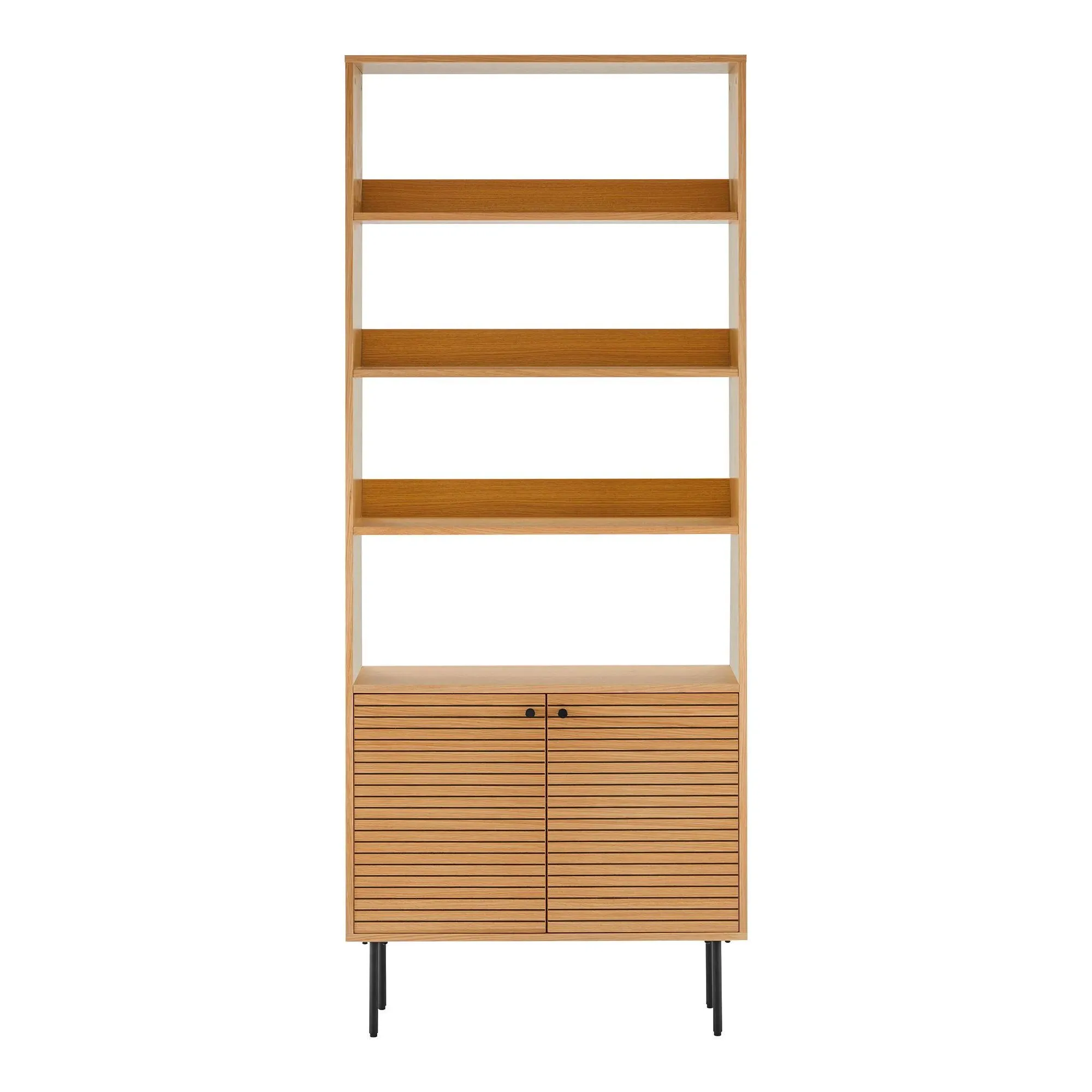 Kyoto Oak Bookcase with Cupboard - Natural