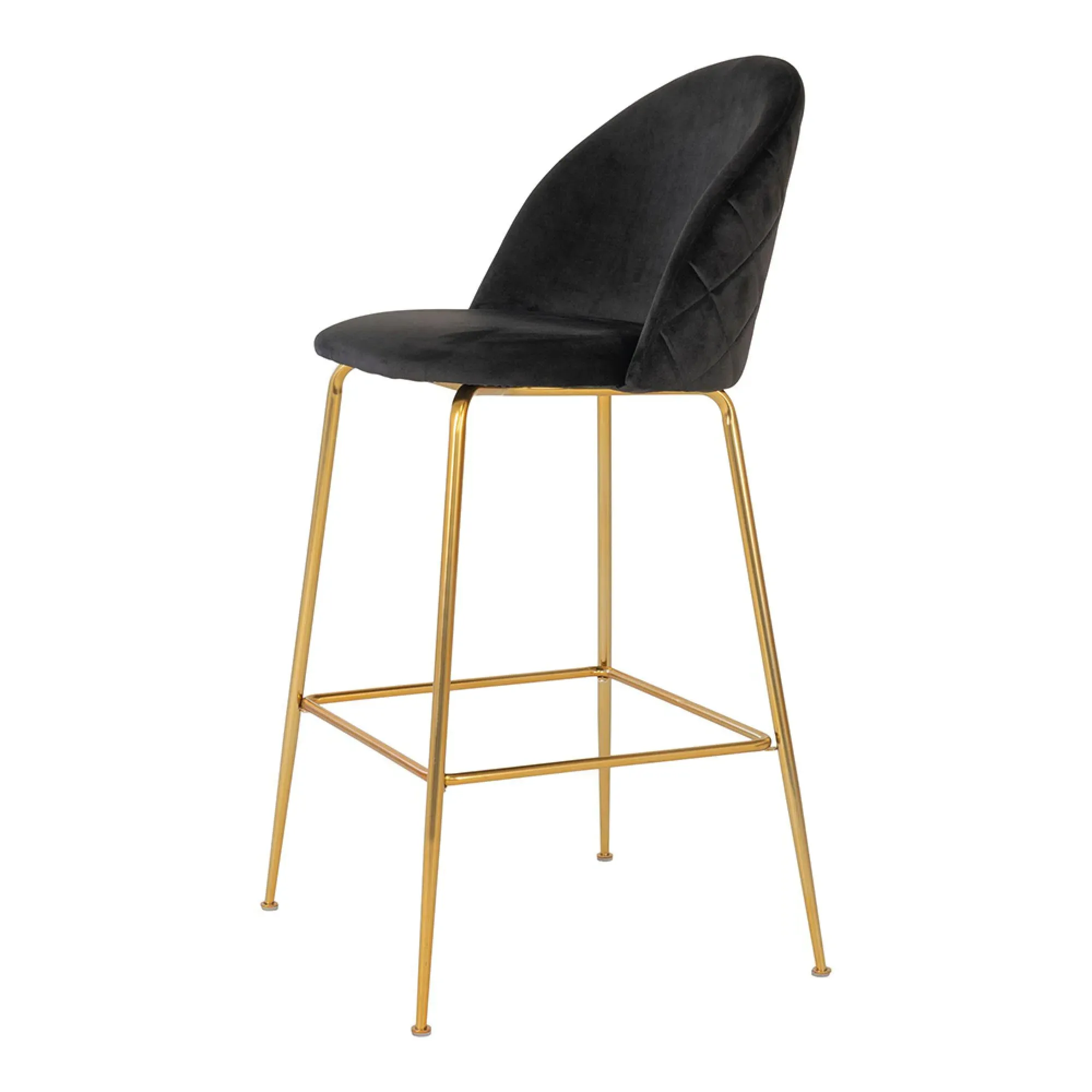 Lausanne Barstool Set of 2 - Black, Velvet