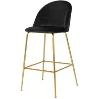 Lausanne Barstool Set of 2 - Black, Velvet