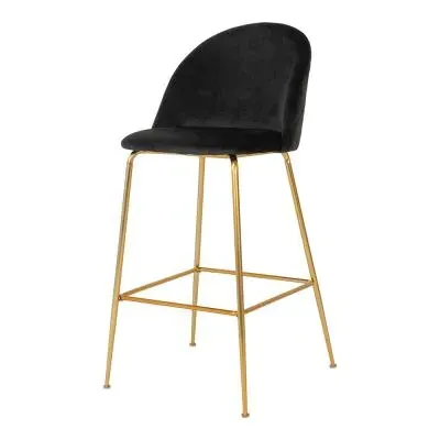 Lausanne Barstool Set of 2 - Black, Velvet image